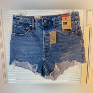Levi’s Women’s 501 High Rise Button Fly Destroyed Hem Cut Off Denim Shorts Sz 27